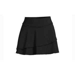 Lands' End Women's High Waisted Tulip Hem Swim Skort Black Plus Size 1X 16W-18W